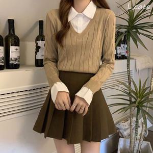 엘케이트 여자 니트 LYT108 셔츠 레이어드 브이넥니트