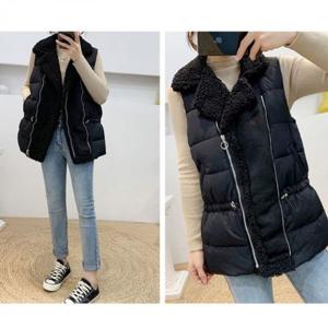 W14683 방한 허리조임 스타일 양털조끼 패딩조끼 롱조