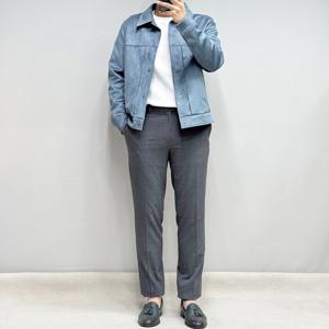 [바쏘옴므]스웨이드 블루 트러커 가죽 자켓 WSZ1UA21ABU