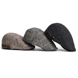 (헨리제이에스)중년 남성 어르신모자 모직체크헌팅캡