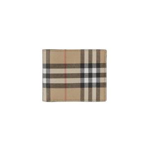 버버리 빈티지 체크 레더 슬림 반지갑 아카이브 베이지 8065635
