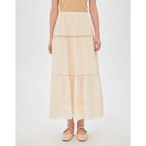질스튜어트 뉴욕 여성 24FW 아이보리 자수 에스닉 밴딩 플레어 롱스커트 JSSK4C100IV