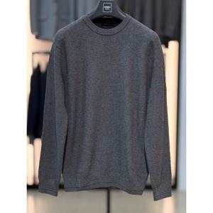 [바쏘옴므]차콜 면 혼방 와플 라운드 남자 니트