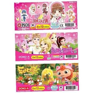 동아 수채화물감 6cc 12색 여아용 분홍 캐릭터랜덤 (1개)