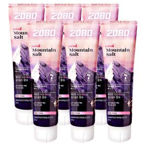 2080 퓨어 마운틴 솔트 치약 핑크민트 120g 6개