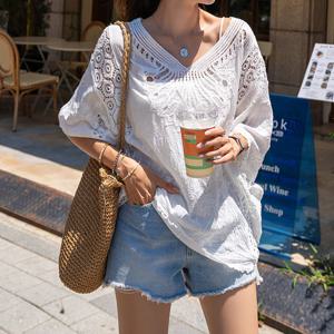 [나크21] (55~99) 자수 레이스 블라우스 NK42-T-68