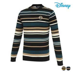 [디즈니골프]남성 울 스트라이프 라운드 니트 스웨터 DO3MKT003