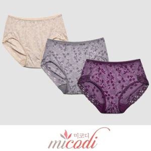 (미코디)플라워 나염 여성 맥시 삼각팬티 여성팬티 여자팬티