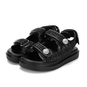 [본사운영] BABARA 트위드 벨크로 여성 몰드샌들4cm_BBF361