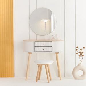 F4572 서랍 화장대 거울 스툴 세트 1color