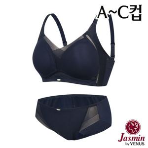 [자스민by비너스]A-C컵 스포티 노와이어 무빙몰드 크로스 브라팬티2종(JBA042)75A-90C