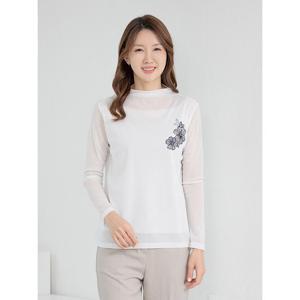 [모슬린]엄마옷 티셔츠 반폴라 긴팔 시스루 603FGH041 마담/중년