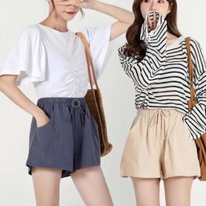 [리더스][리더스] 여자반바지 블랙 베이지 차콜 3부 허리 밴딩 (