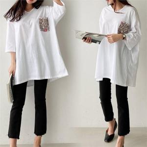 [강물처럼]NO 플라워포켓롱박스티(9664H104) 빅사이즈_ (6891397