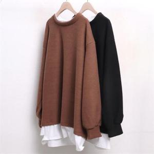 [강물처럼]빅사이즈사랑해요 3724L101 기모 레이어드 티 WC (645