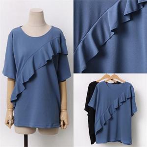 [강물처럼]WW 사선프릴엠보박스티(XXA1C29) 빅사이즈여성의류 중