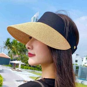 [리더스][리더스] 여름 밀짚 배색 썬캡 햇빛가리개 바캉스모자 (
