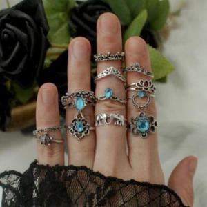 패션반지 GGD 엔틱 실버 블루 반지세트 13pcs