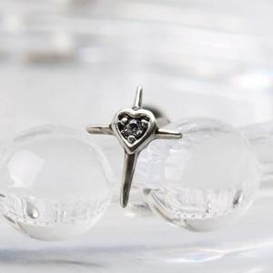 실버피어싱 하트 십자가 엔틱 실버 써지컬 스틸 피어싱