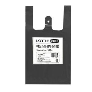 롯데 비닐쇼핑봉투 소형 37 x 47cm 90매 블랙 시장비닐 포장비닐 쇼핑비닐 쓰레기비닐 검정비닐 블랙비닐