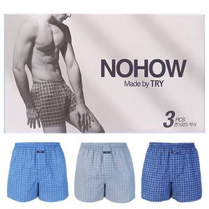 [TRY]남성 노하우박서유색E3매 트렁크팬티 면100 백색 팬티런닝 택1