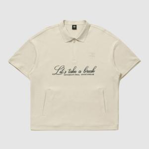 엄브로긴팔티 CQK UQ221CTS49-OBE 레이트 체크아웃 와플 반팔 카라 하프집업 맨투맨 / OATMEAL BEIGE