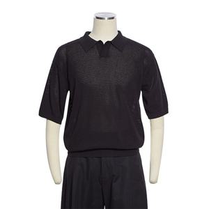 [레노마캐주얼]S/S 블랙 쿨링 순면 메쉬 오픈 카라넥 반팔 티셔츠 2종택1 RQFMKT72ANW