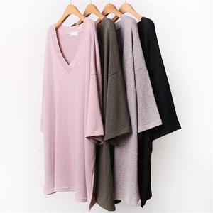 [강물처럼]빅사이즈사랑해요 A813L009 딥브이슬릿롱박스티 KY (6