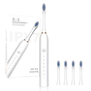 음파 진동칫솔 충전식 전동칫솔 칫솔모 5개 세트 스마트 미세모 화이트 Q233