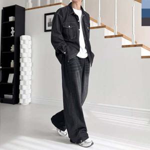 GAA SF1045M 사이드턱 스냅 버튼 와이드 밴딩 청바지