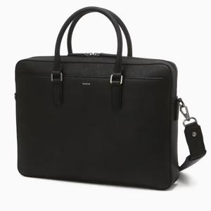 [헤지스ACC] 블랙 로고프린트 소가죽 서류가방 HJBA6F601BK