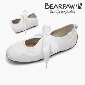 [베어파우(슈즈)][여성] HEDY 해디 BEARPAW 화이트 발레 리본 플랫슈즈 K2965084RA-W