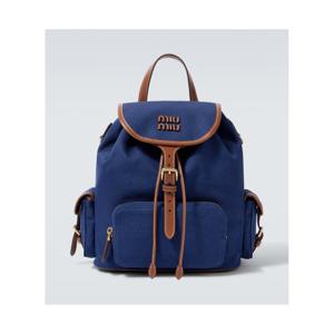 미우미우 레더 트리밍 캔버스 백팩 P01022789