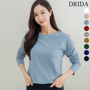 [드리다]여자 봄 가을 슬라브 라운드 이너 롱 긴팔 면티 빅사이즈 흰 티셔츠 화이트 40-50대 미시 중년 ..