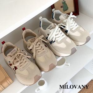 [밀로바니] 루비 링클 레이스 업 쿠션 여성 키높이 스니커즈 발편한 운동화 5cm