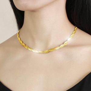 [지와이] 목걸이 변색없는 18K 도금 목걸이 앤폴드 스네이크 체인 써지컬 주얼리 악세사리 여성 여자 패션