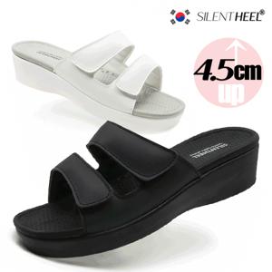 국산 발편한 여성 4.5cm 통굽 쿠션 슬리퍼 발등조절 스트랩 여자 사무실 병원 간호사화 키높이 신발 KS034