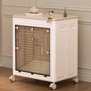 청소앤 투명창 폴딩 척척박스 150L대용량 전면 오픈 접이식 리빙박스 360이동식