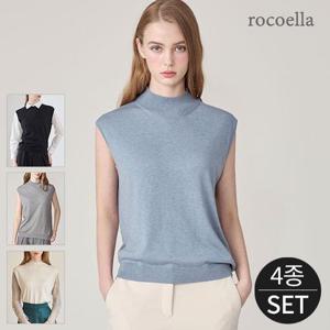 [로코엘라] 브릴 캐시미어 블렌디드 여성 슬리브리스 니트 4종세트