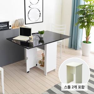 [숨결] 유씨엠 코코레인 하이그로시 600 접이식 확장형 테이블 식탁세트(스툴2개)-착불