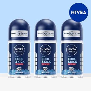 [니베아 공식] 니베아 맨 데오드란트 롤온 쿨 앤 킥 50ml 3개