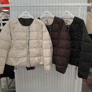 무자크홈플러스17 HC17 배색뻥PD  블랙 여성 겨울 간절기 오리털 숏 패딩 M