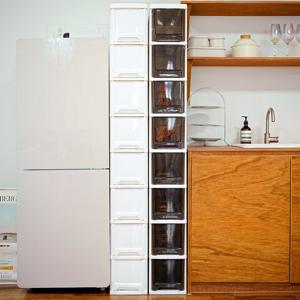 모던 슬림 틈새 서랍장 8단 (바퀴별매) 좁은 공간 활용 수납장