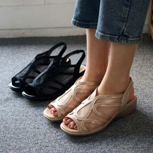 [제이시]제이시 망사 큐빅 소가죽 샌들 4cm S118