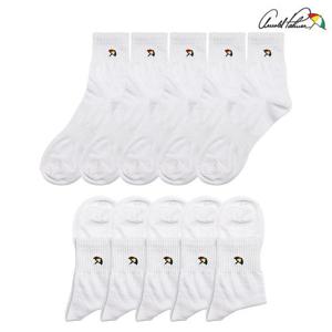 [아놀드파마]아놀드파마 남성 흰색양말 하얀양말 무지 중목 10켤레 국내산 학생 겸용