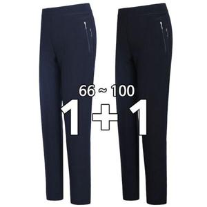 [노블진]여성지퍼밴딩바지봄가을 1+1 중년여성 빅사이즈 밴딩팬츠 스판 여자고무줄바지 편한 여자일자핏