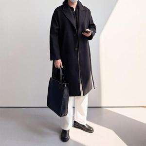 [노멀쉐이크][봄가을/겨울안감] 남자 싱글 미니멀 울 롱 코트