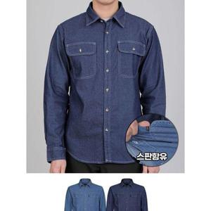 [이지바이]블루 스판 남성 데일리 일상 춘추 청남방 셔츠(M5ST29)