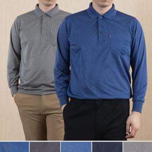 [중년의품격] 기획 봄 가을 중년 남성 솔리드 긴팔 카라 티셔츠