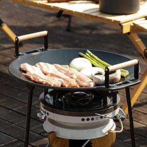 로이첸 IH 인덕션 코팅 높이조절 무쇠 주물 캠핑 그리들 32cm 우드핸들